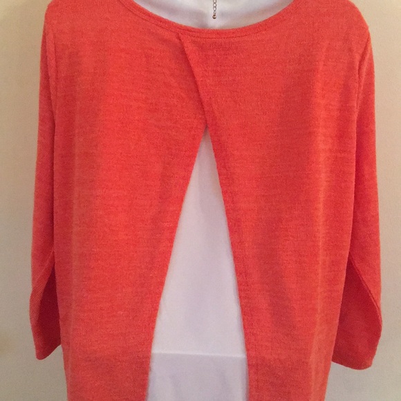 🎉PRICE DROP Orange/Sheer White High/Lo Sweater 🛍 - Picture 4 of 5
